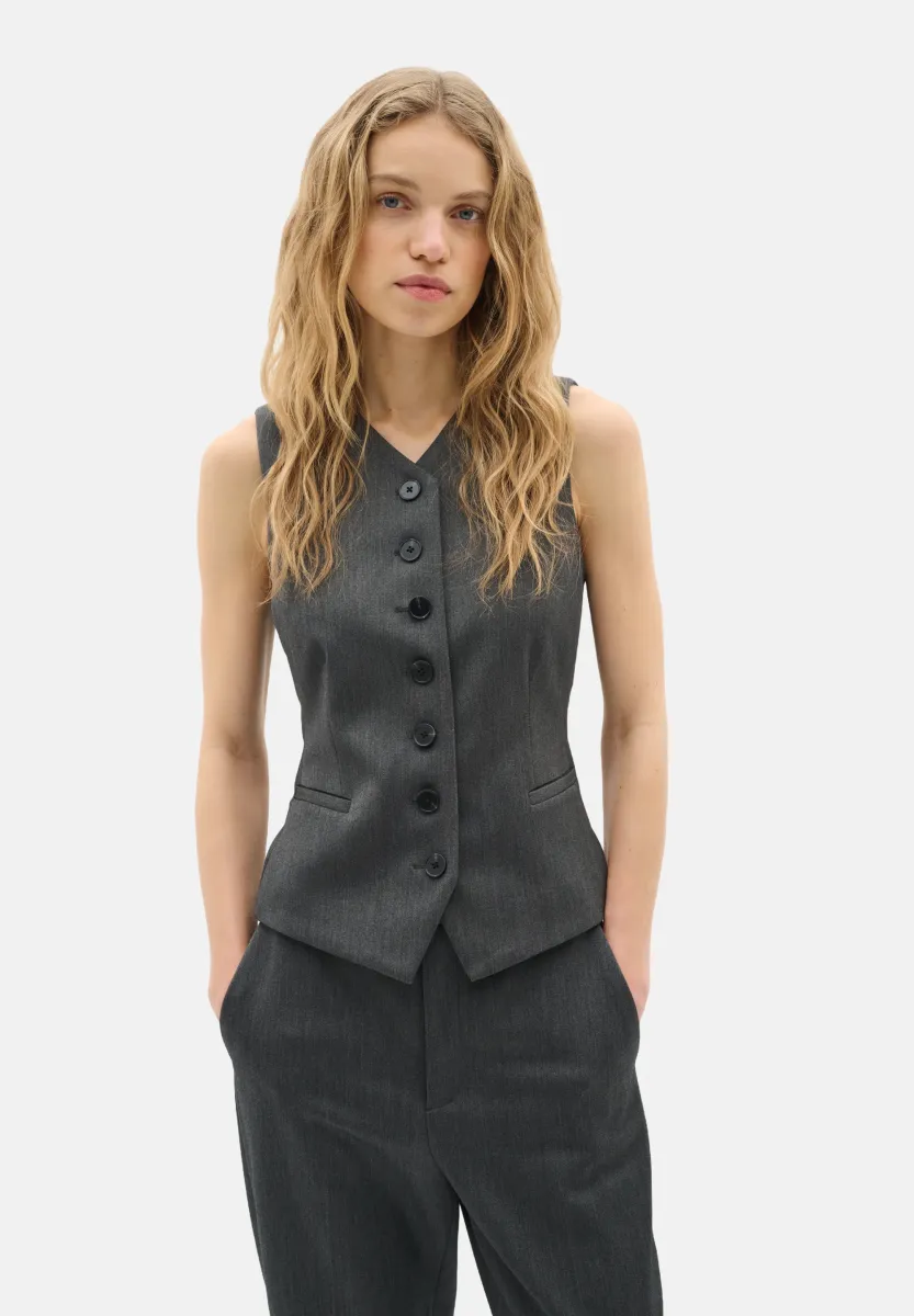 BRUNILDA - Weste - dark grey melange