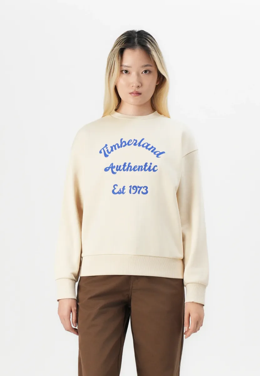 BRUSHED BACK CHEST GRAPHIC CREW  - Sweatshirt - angora