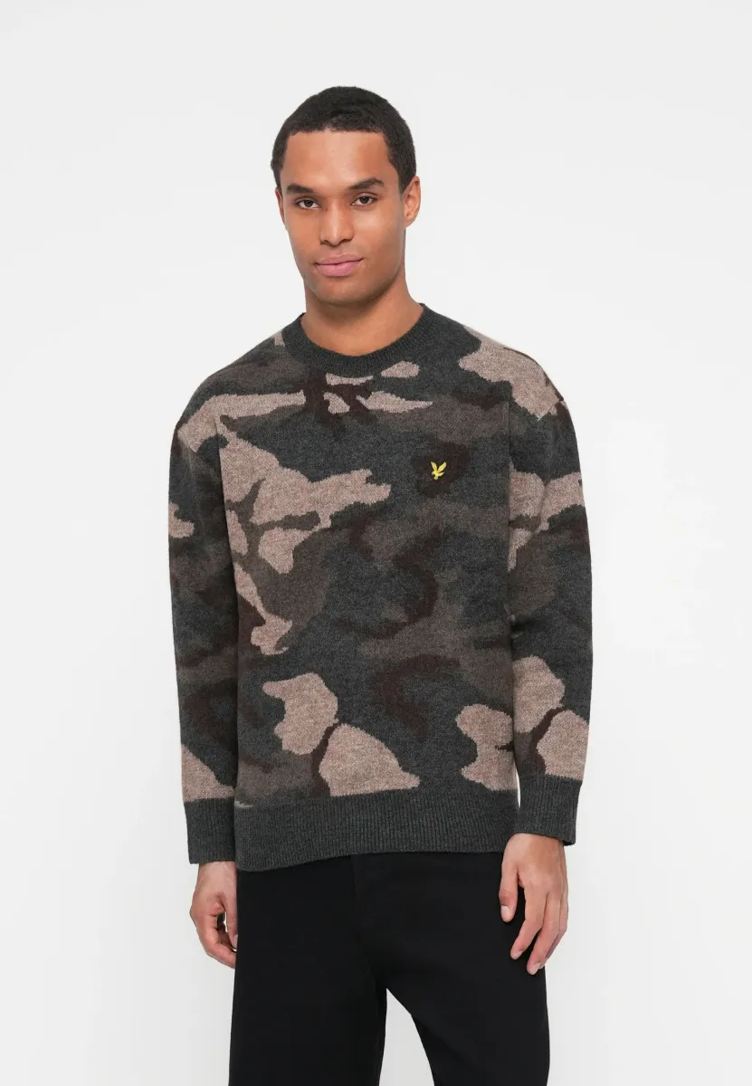 BRUSHED CAMOUFLAGE CREW NECK - Strickpullover - black steel