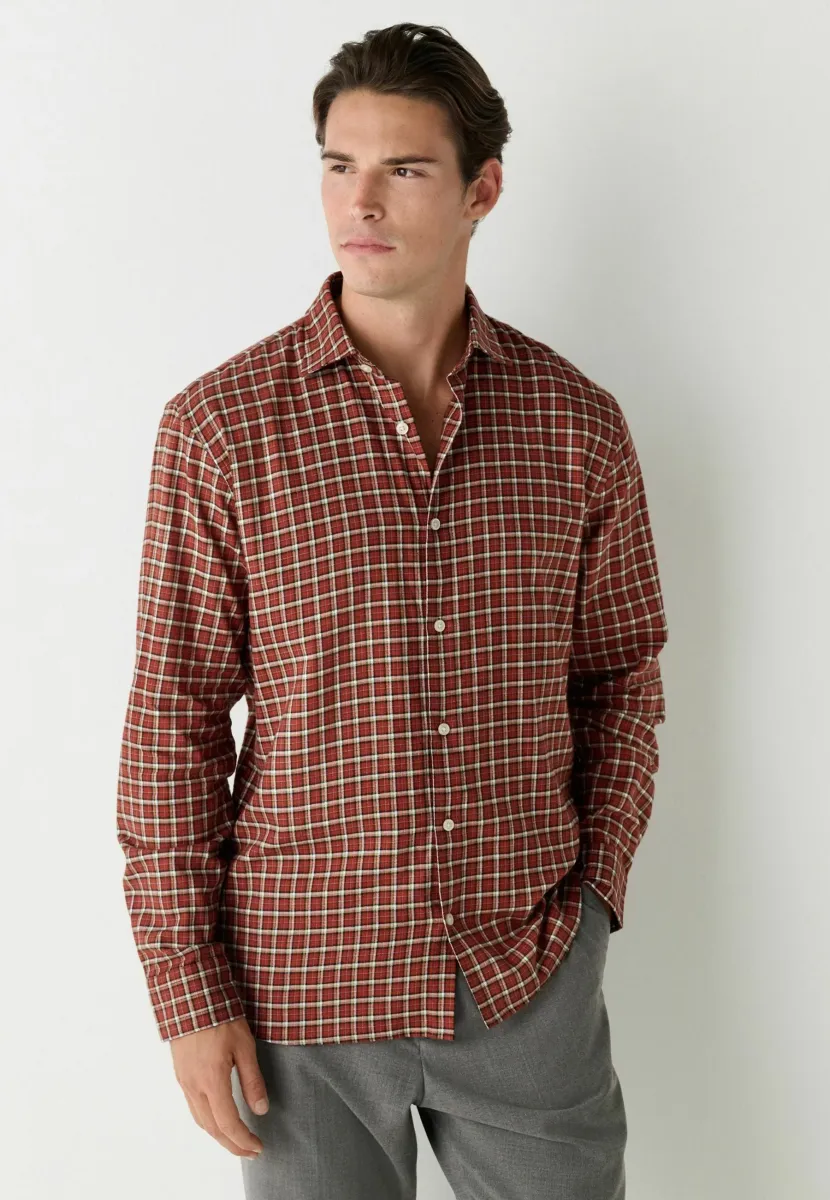 BRUSHED CHECKED - REGULAR FIT - Hemd - rust orange grid check
