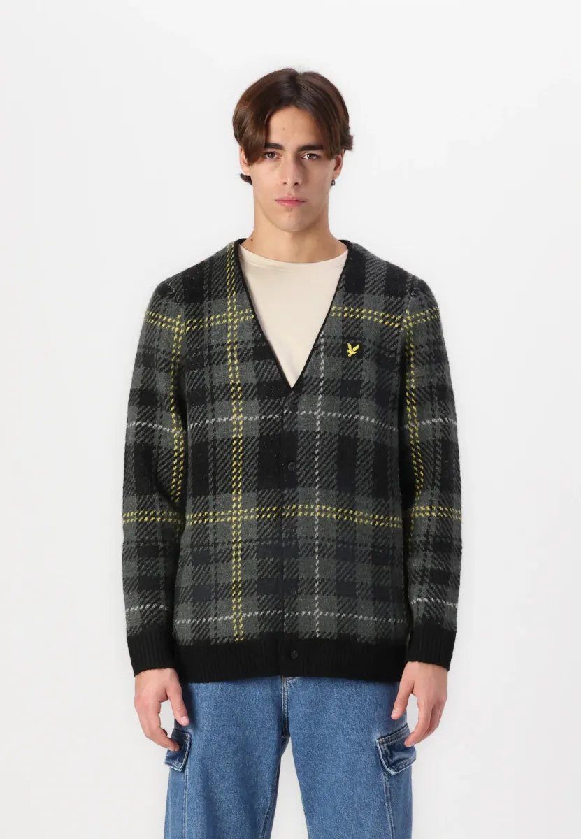 BRUSHED TARTAN  - Strickjacke - jet black