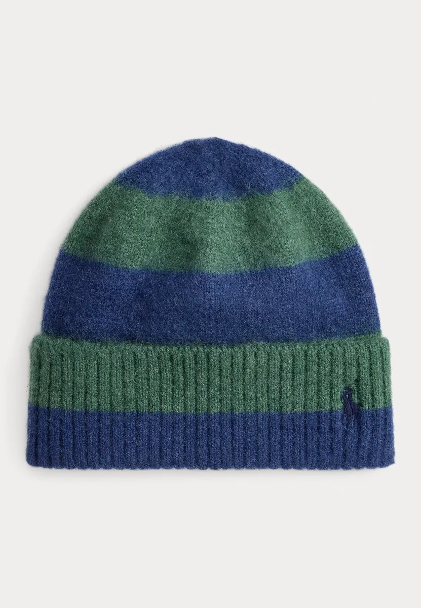 BRUSHED WOOL STRIPED BEANIE UNISEX - Mütze - navy/green