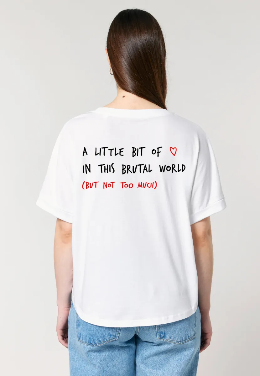 BRUTAL BACK PRINT ROLLUP TEE OVERSIZED - T-Shirt print - white