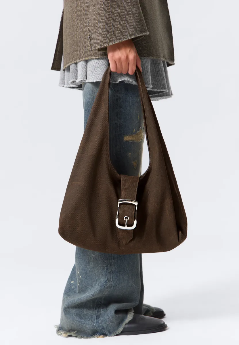 BUCKLE SHOULDER BAG - Handtasche - dark mole