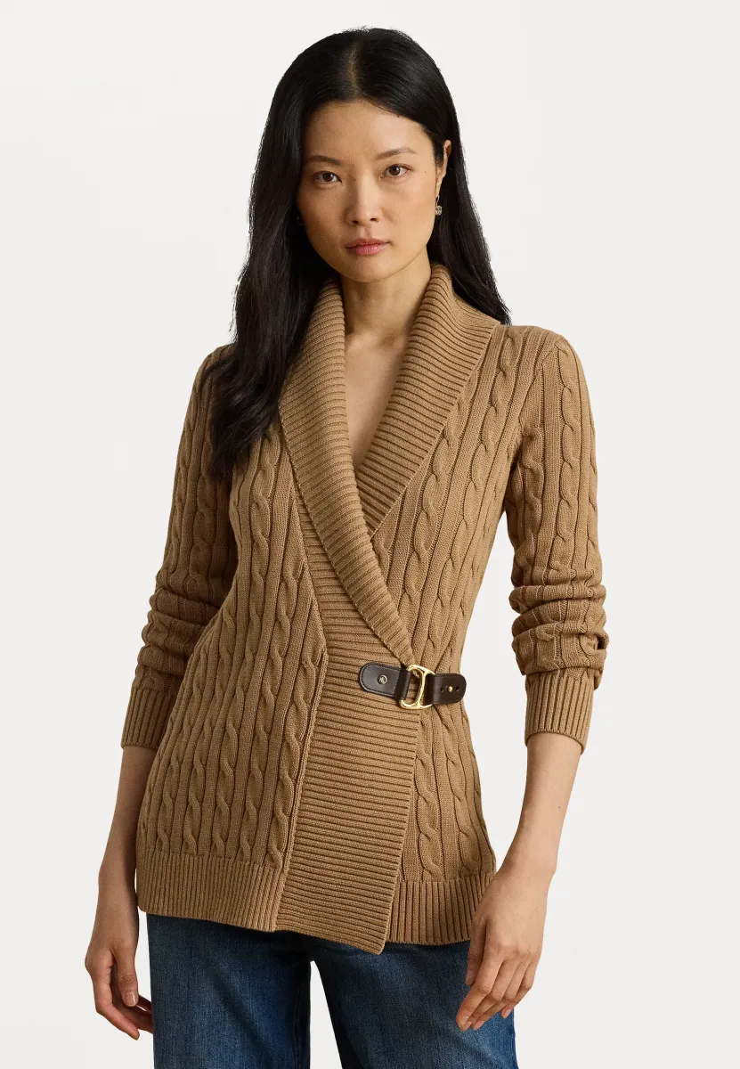 BUCKLED COTTON JUMPER - Strickjacke - classic camel