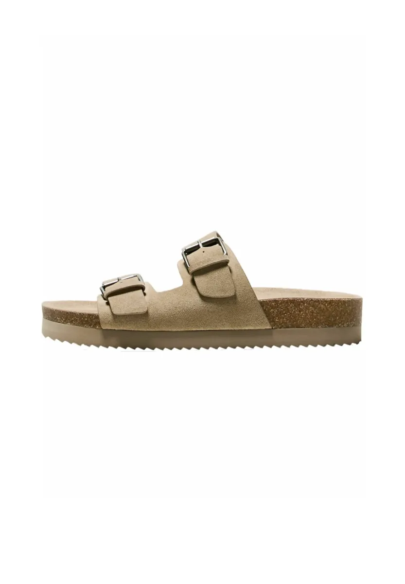 BUCKLED - FLAT SLIDER - Pantolette flach - beige