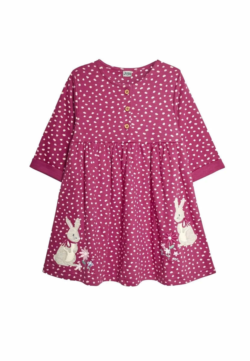 BUNNY APPLIQUÉ BUTTON FRONT REGULAR FIT - Freizeitkleid - raspberry