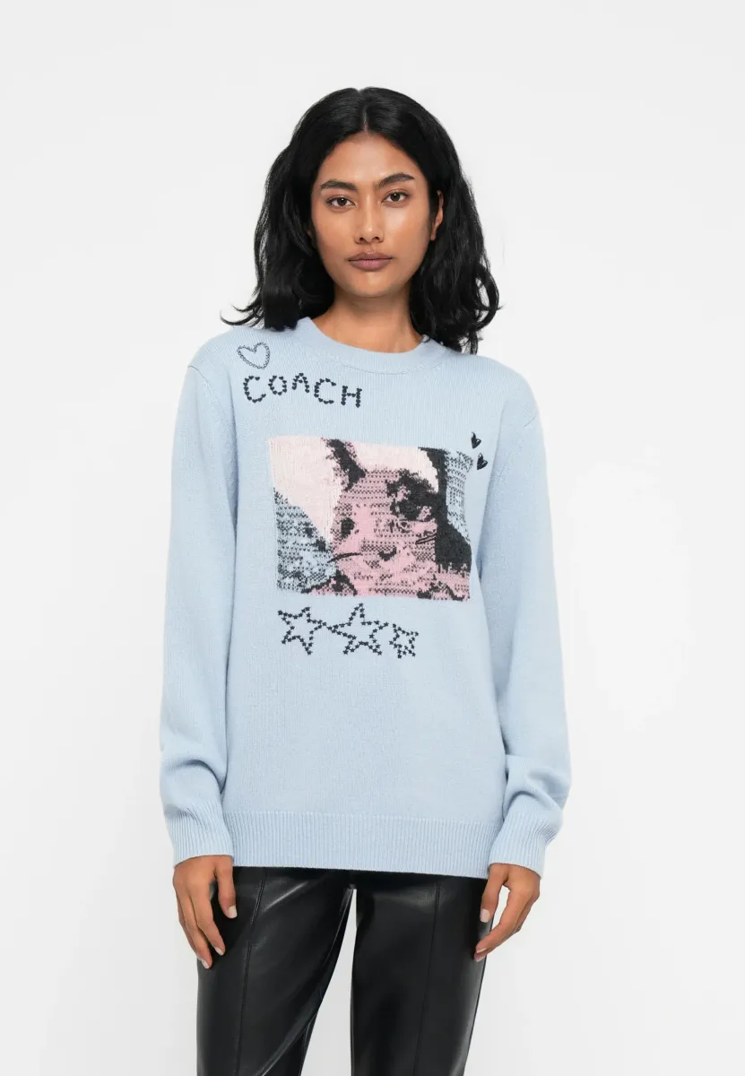 BUNNY GRAPHIC INTARSIA CREW NECK SWEATER - Strickpullover - blue