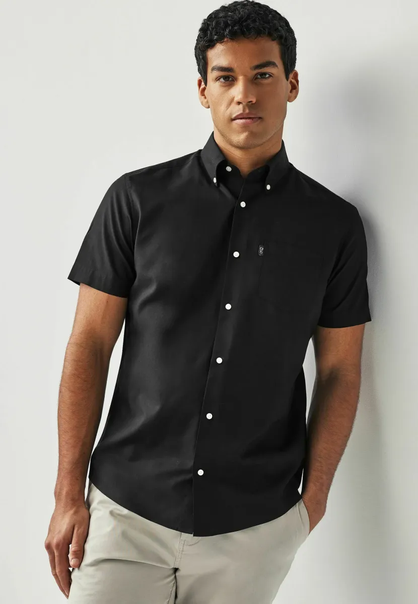 BUTTON DOWN OXFORD SHORT SLEEVE - REGULAR FIT - Hemd - black