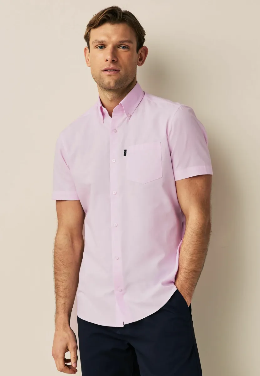BUTTON DOWN OXFORD SHORT SLEEVE - REGULAR FIT - Hemd - light pink