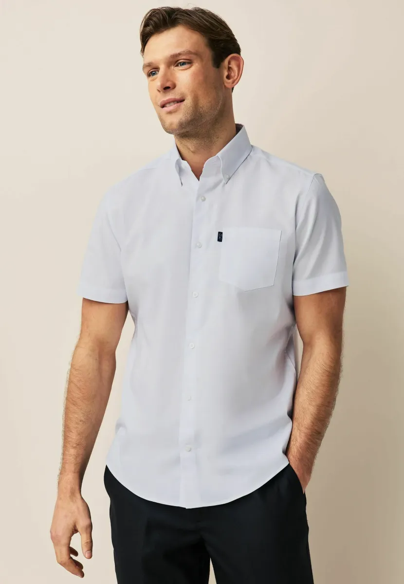 BUTTON DOWN OXFORD SHORT SLEEVE - REGULAR FIT - Hemd - white