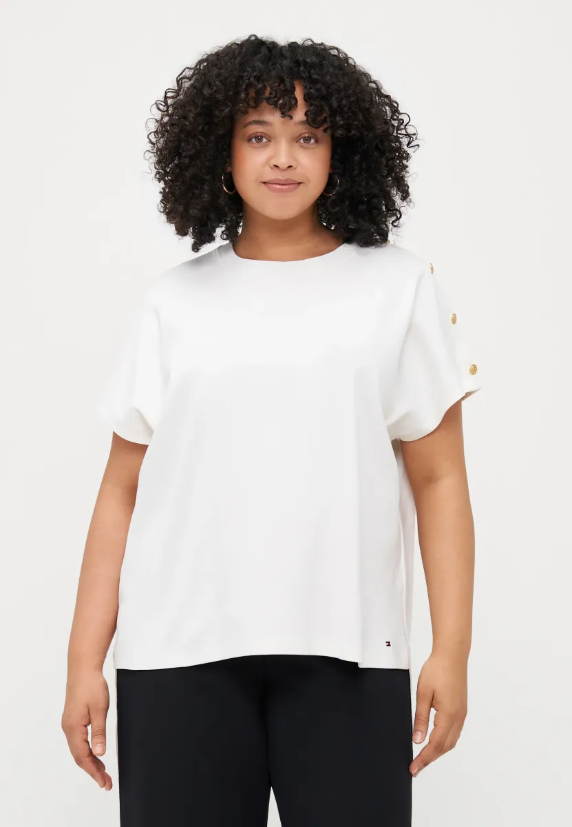 BUTTON TEE - T-Shirt print - ivory