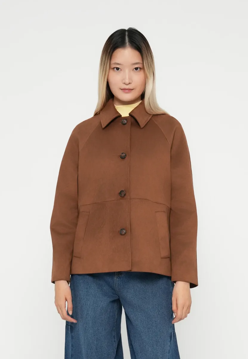 BUTTON THROUGH MID LENGTH JACKET - Kunstlederjacke - tan