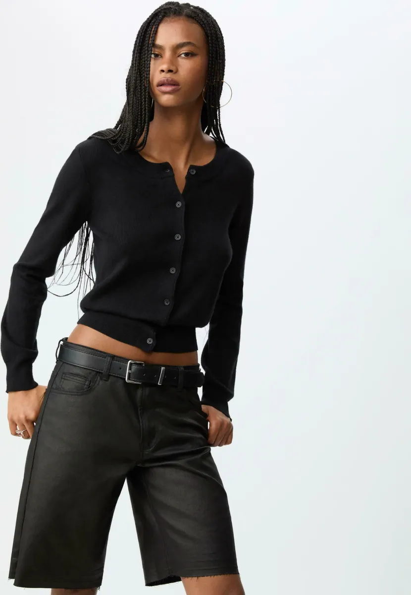 BUTTON-UP - Strickjacke - black