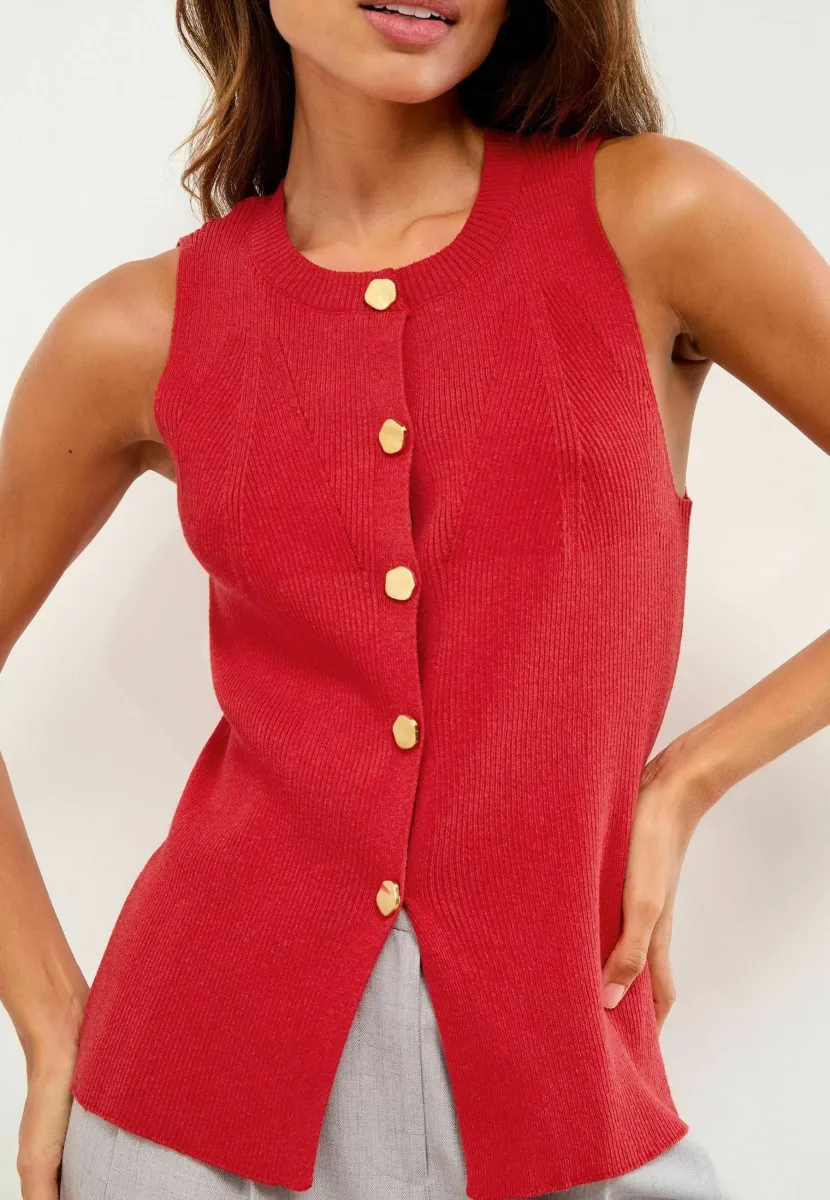 BUTTON UP - Weste - red
