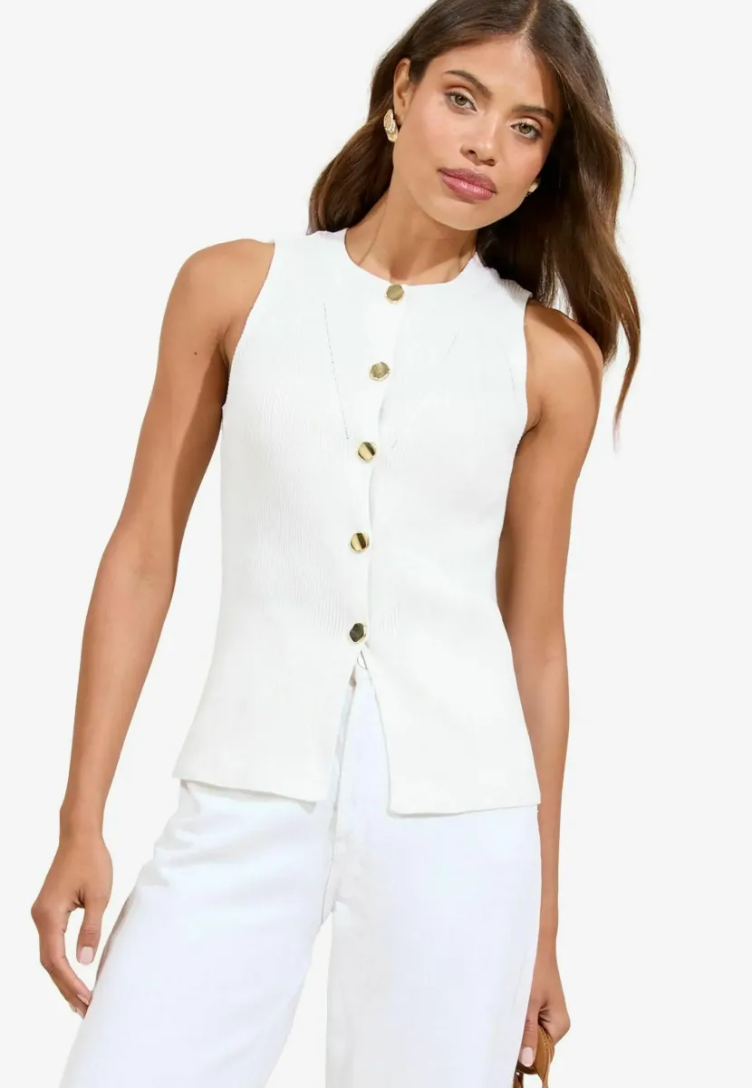 BUTTON UP - Weste - white