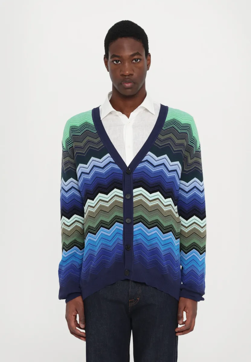 BUTTONED CARDIGAN - Strickjacke - blue/green