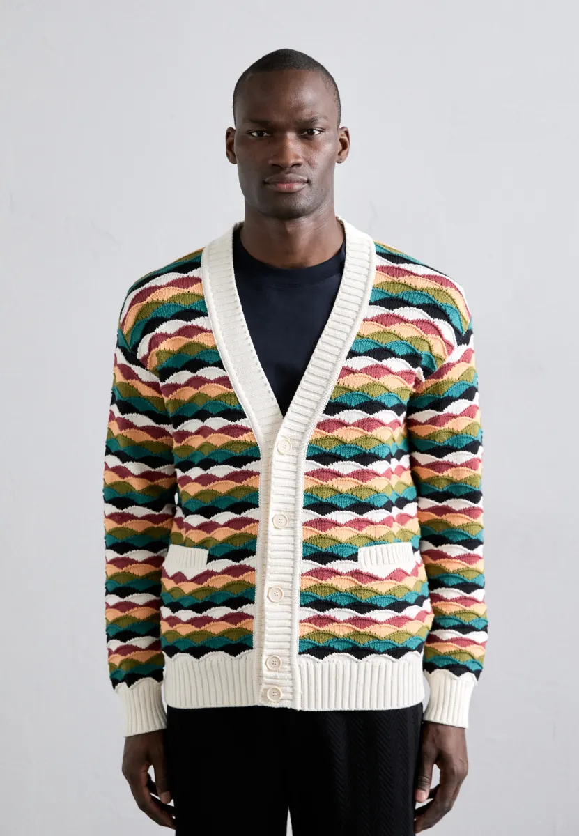 BUTTONED CARDIGAN - Strickjacke - white/orange