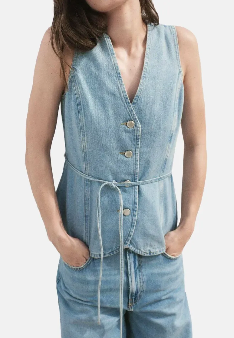 BUTTONED GILET - Weste - black denim