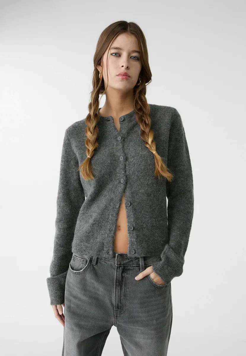 BUTTONED - Strickjacke - dark grey