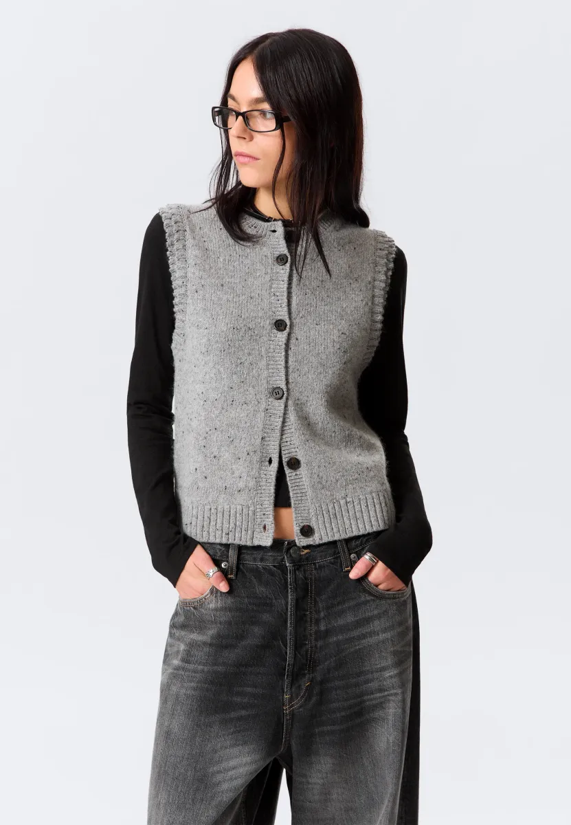 BUTTONED - Weste - grey melange