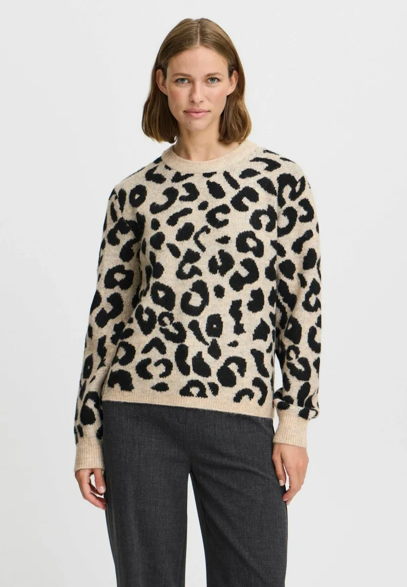 BYBXMINYA LEOPARD JUMPER - Strickpullover - black mix