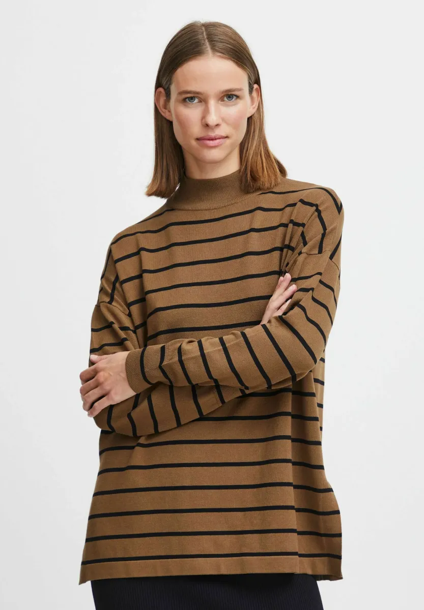BYMMMORLA LOOSE TURTLENECK - Strickpullover - military olive mix