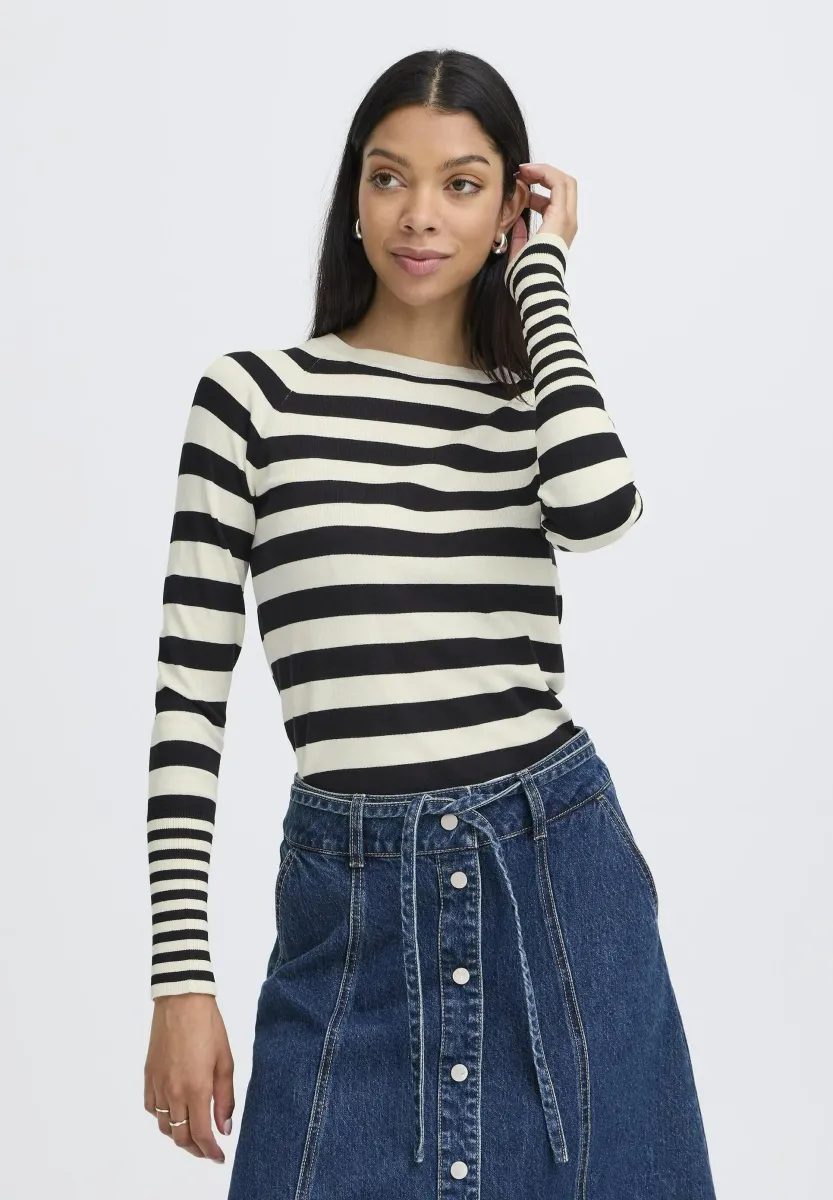 BYMMORLA LONG CUFF - Strickpullover - black mix