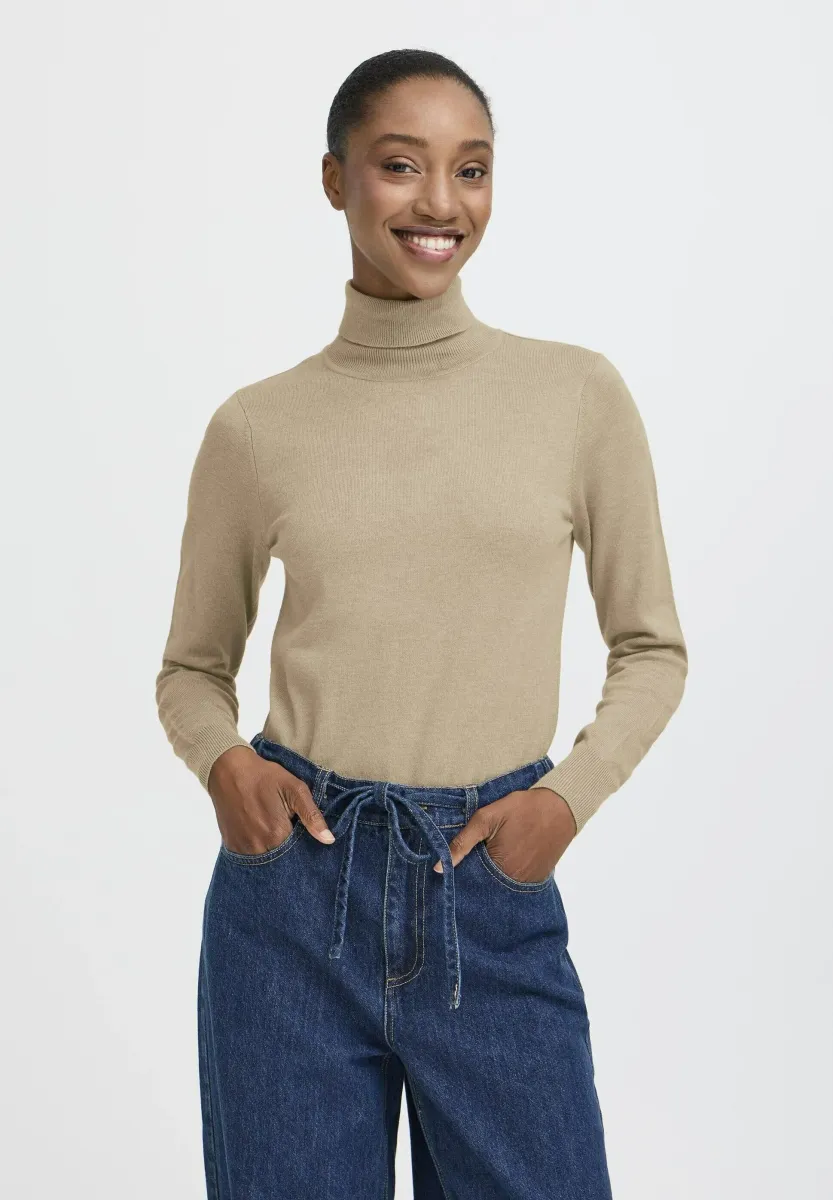 BYMMORLA ROLLNECK - Strickpullover - humus melange
