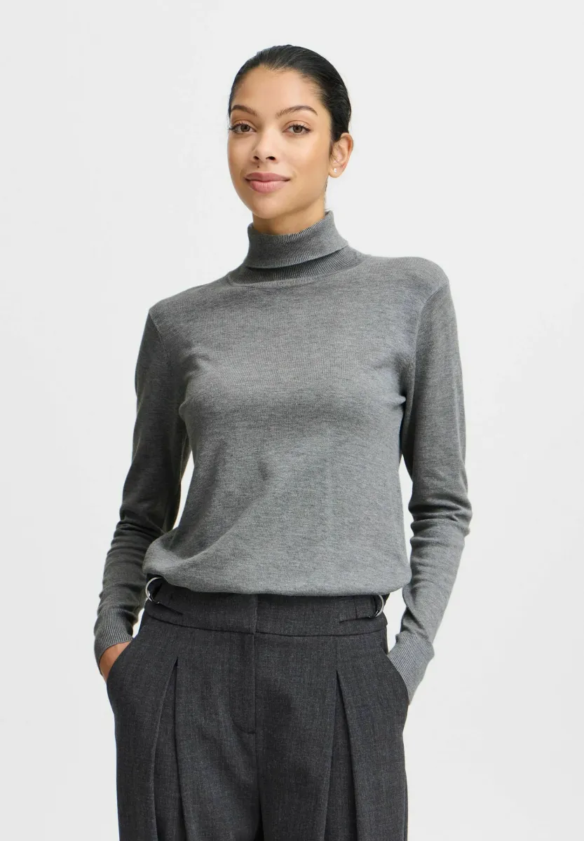 BYMMORLA ROLLNECK - Strickpullover - mid grey melange