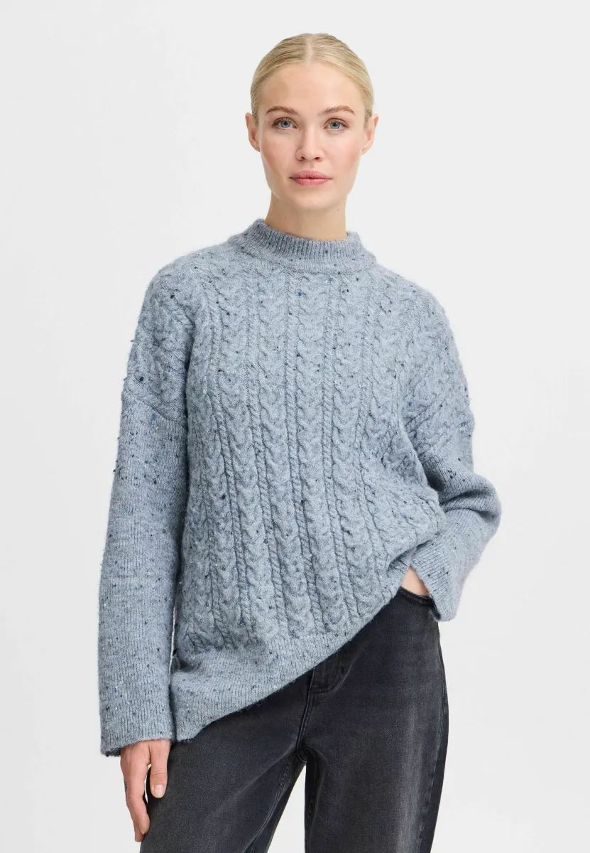 BYNATA CABLE - Strickpullover - dusty blue melange
