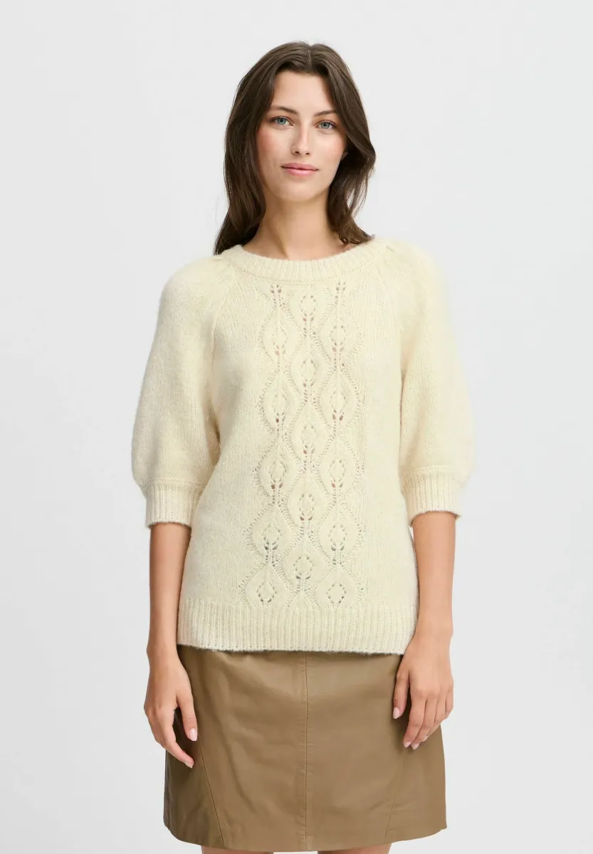 BYOKSANA SHORT SLEEVE JUMPER - Strickpullover - birch melange