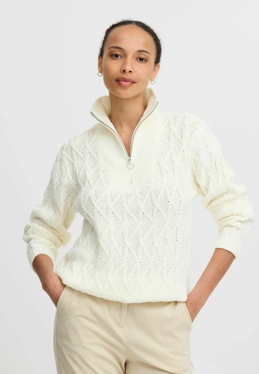 BYOTINKA HALFZIP JUMPER - Strickpullover - marshmallow