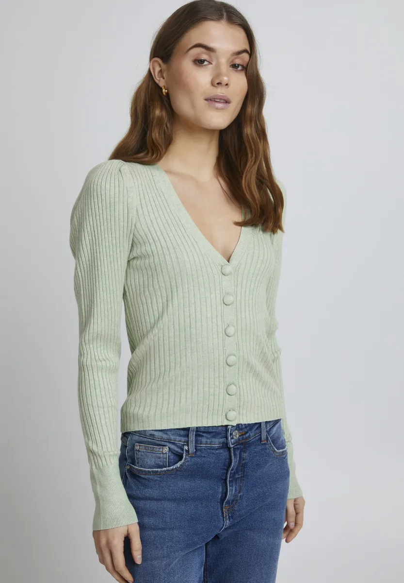 BYPIMBA RIB CARDIGAN - - Strickjacke - frosty green melange