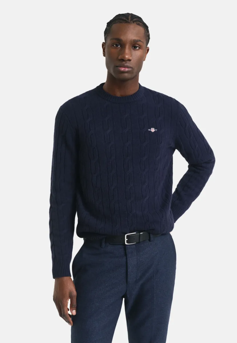 CABLE C-NECK - Strickpullover - evening blue