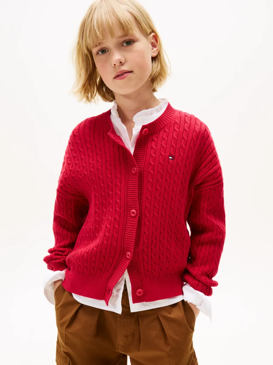 CABLE CARDIGAN - Strickjacke - ruby rhubarb
