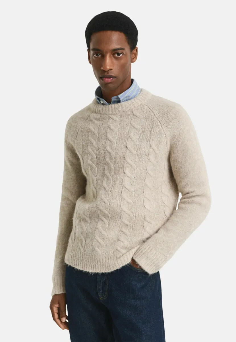 CABLE CREW NECK  - Strickpullover - seed melange