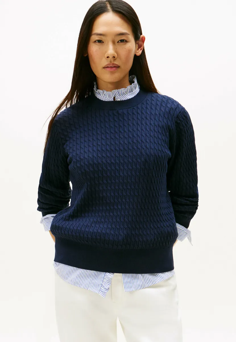 CABLE FINE  - Strickpullover - dark night navy gs tipping