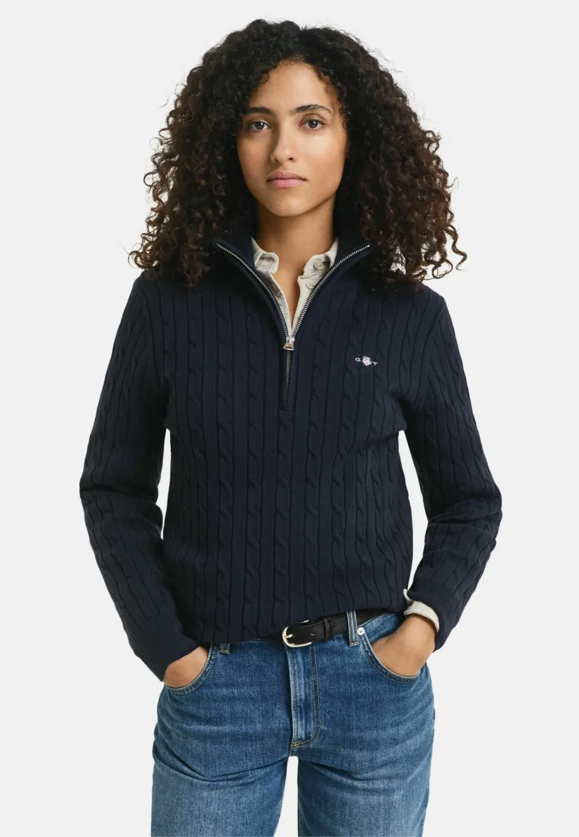 CABLE HALF - Strickpullover - evening blue