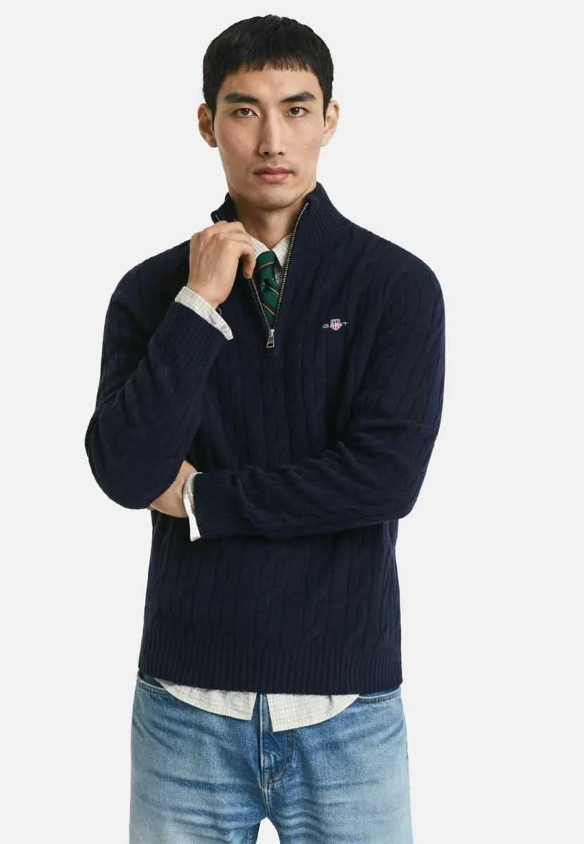 CABLE HALF-ZIP  - Strickpullover - evening blue
