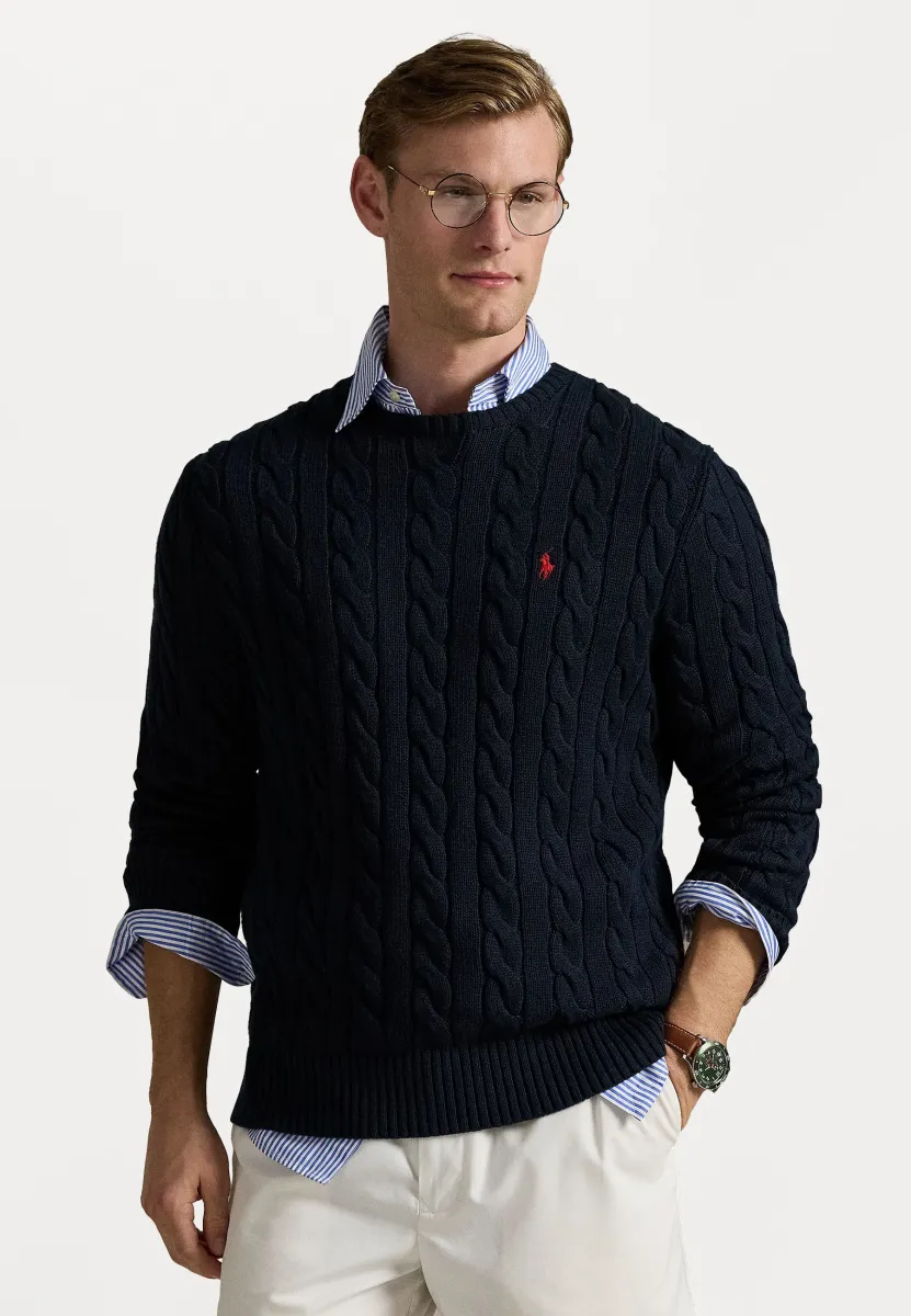 CABLE-KNIT COTTON SWEATER - Strickpullover - hunter navy