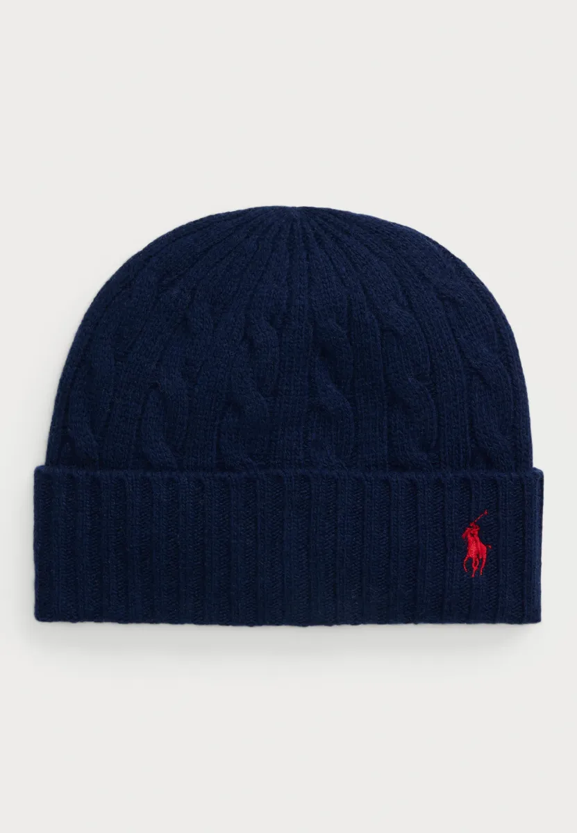 CABLE KNIT MERINO WOOL BLEND BEANIE - Mütze - newport navy