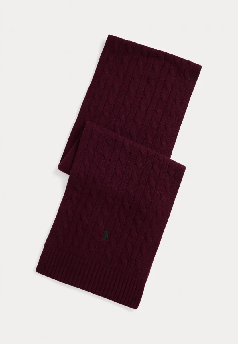 CABLE KNIT WOOL BLEND SCARF - Schal - rich ruby
