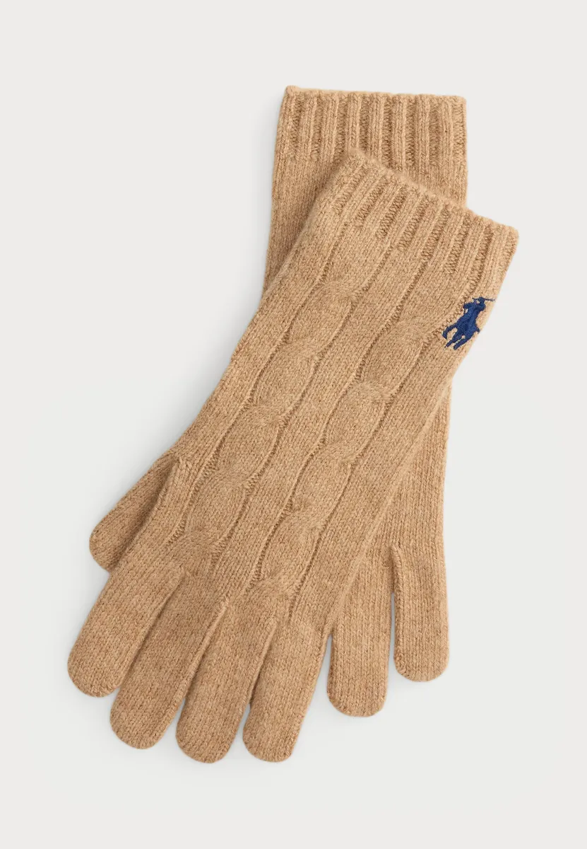 CABLE KNIT WOOL CASHMERE GLOVES - Fingerhandschuh - camel