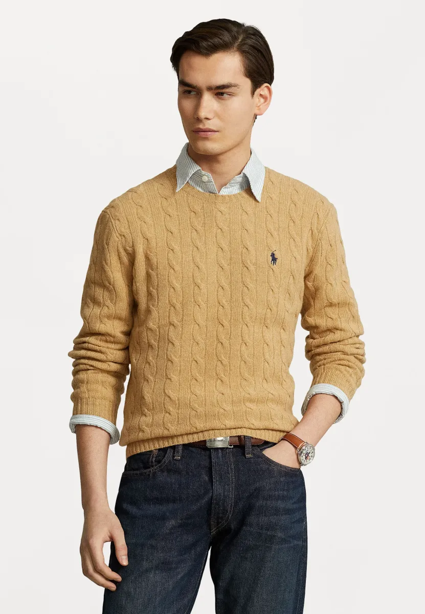 CABLE KNIT WOOL CASHMERE JUMPER - Strickpullover - camel melange