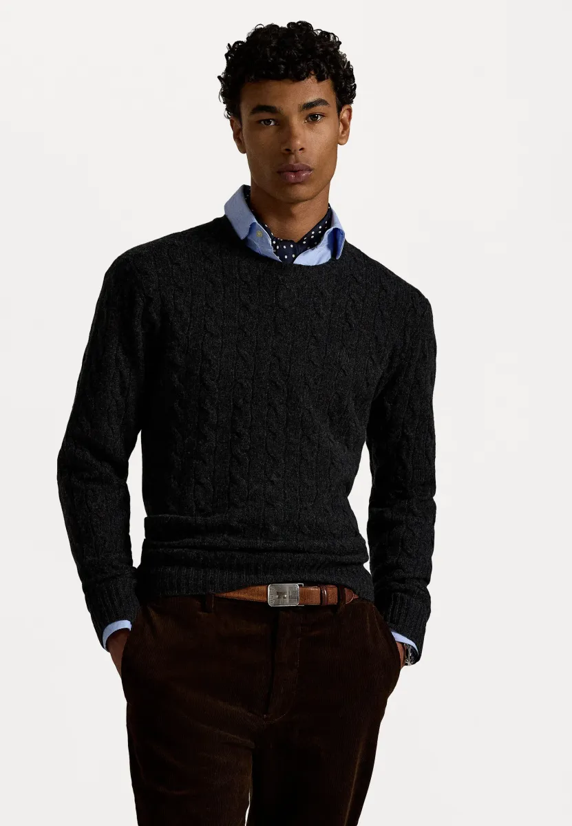 CABLE KNIT WOOL CASHMERE JUMPER - Strickpullover - dark granite heather