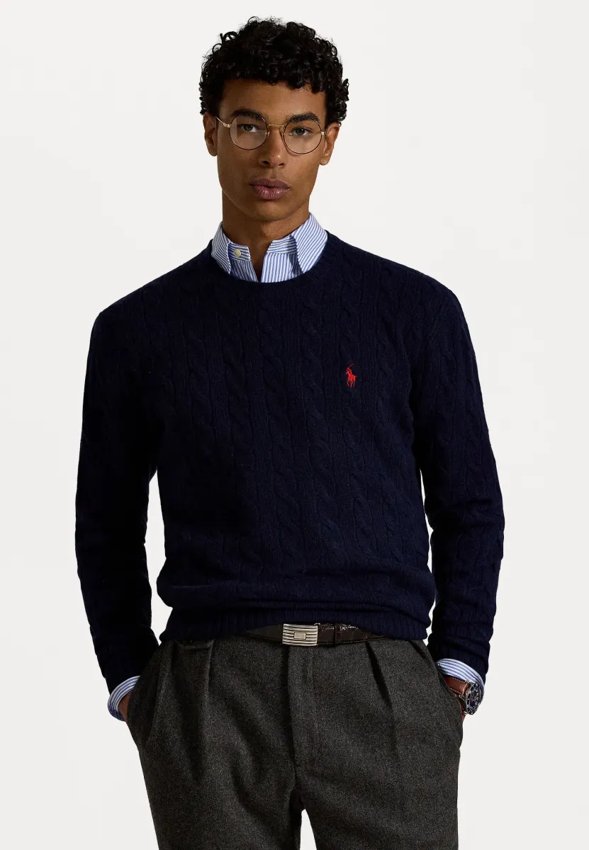 CABLE KNIT WOOL CASHMERE JUMPER - Strickpullover - hunter navy