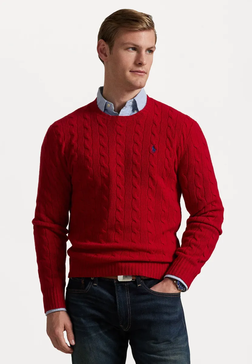 CABLE KNIT WOOL CASHMERE JUMPER - Strickpullover - red