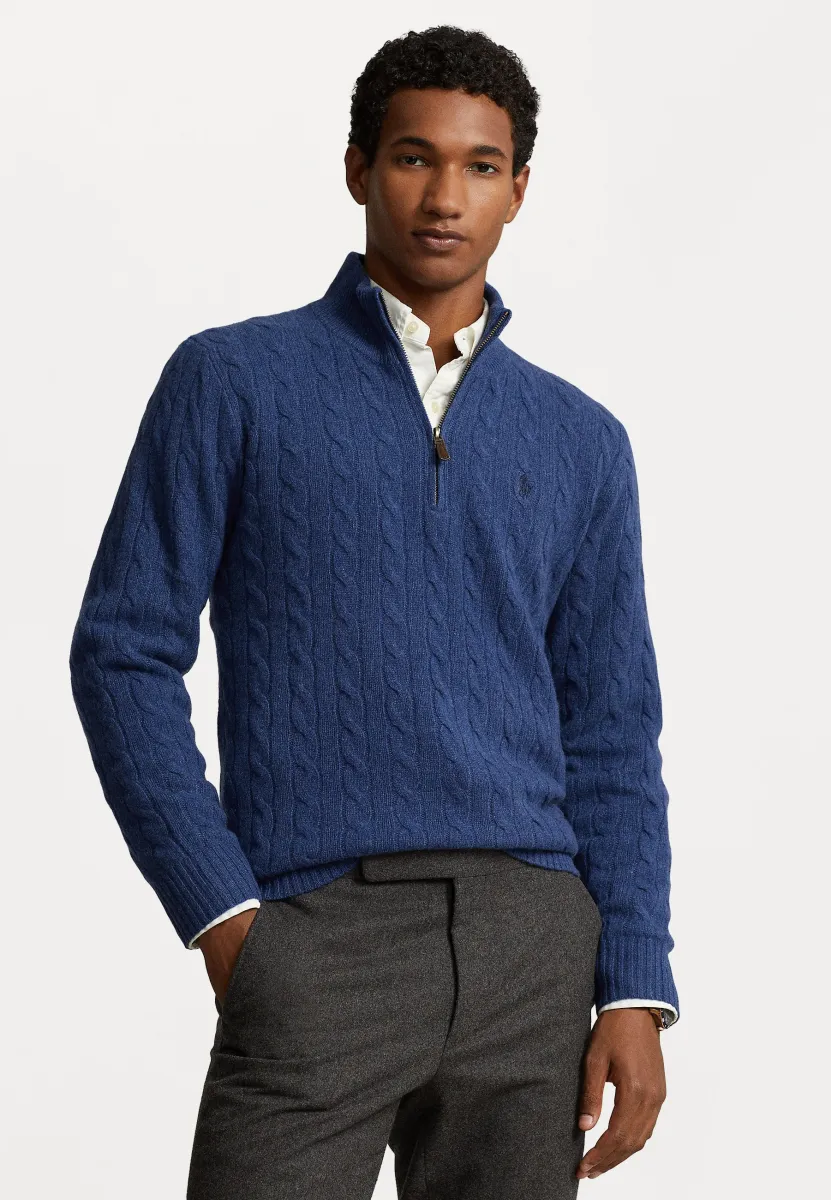 CABLE-KNIT WOOL-CASHMERE JUMPER - Strickpullover - rustic navy heather