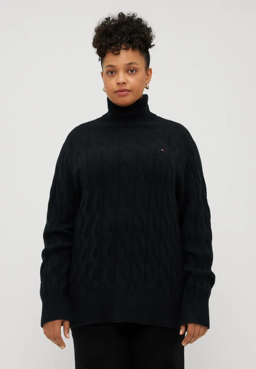 CABLE ROLL - Strickpullover - black